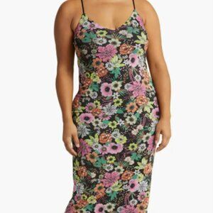 Amina Mesh Midi Dress (Plus Size) 1X, NOIR GARDEN